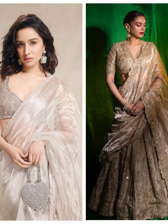 Shraddha Kapoor To Aditi Rao Hydari: 4 Celebrity-inspired Metallic Tissue Sarees & Lehengas